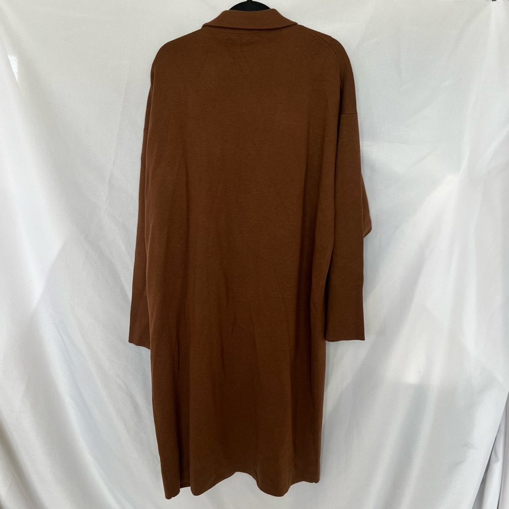 NWT J. Crew Ella Cotton Wool Brown Open Front Long Knit Sweater Blazer XXL - Picture 4 of 7
